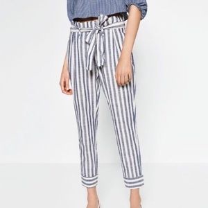 Zara Blue and White Stripes Pants Size M